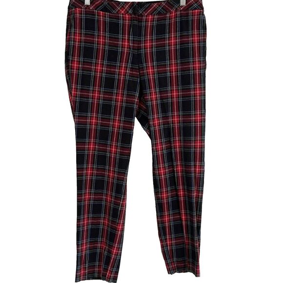 J.Jill Premium Bi Stretch Plaid Pants Size 14 Tall Pockets Preppy Holiday - Picture 1 of 6